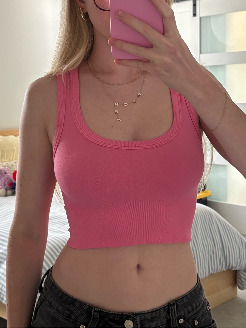 Pink athletic tank top